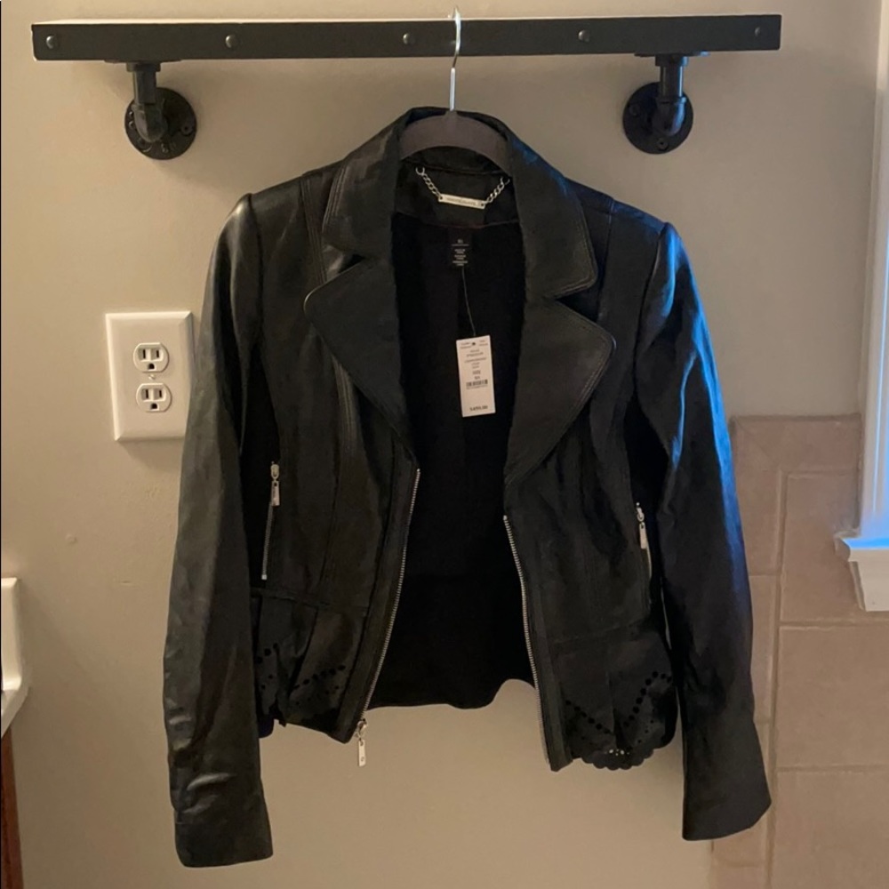 White House | Black Market Leather Jacket, Peplum